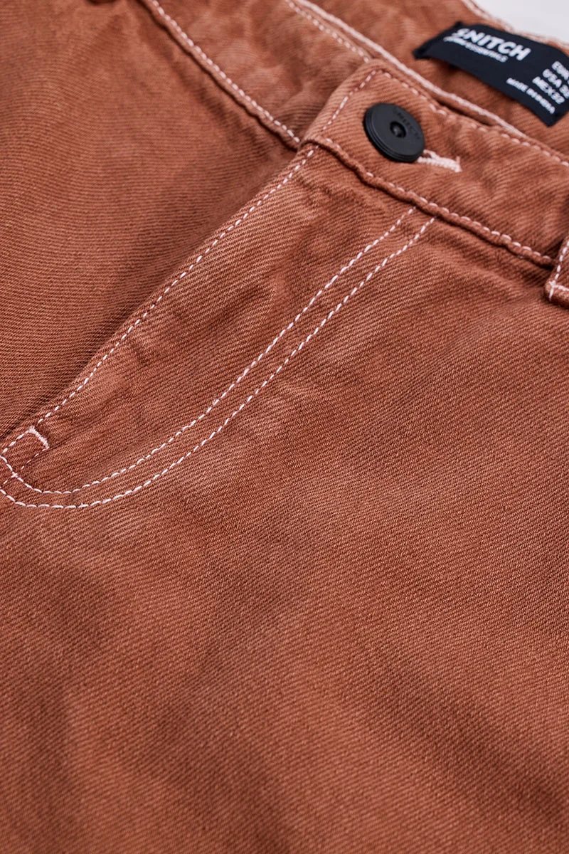 سنيتش Rust Baggy Fit Cargo Jeans